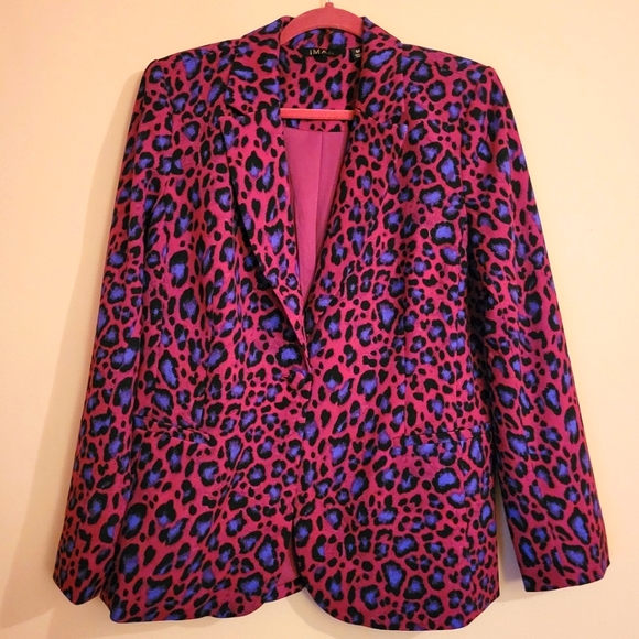IMAN Jackets & Blazers - 2/$15 Pink Leopard Print Blazer, Iman, 2 Pocket Front, Medium, Girl Boss Chic